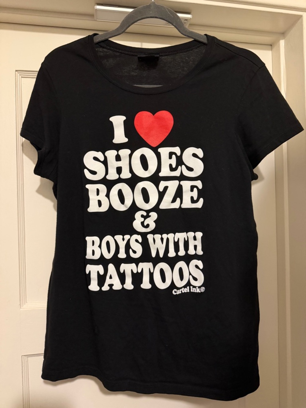 Black Graphic Tee "I ♥ Shoes Booze & Boys With Tattoos"